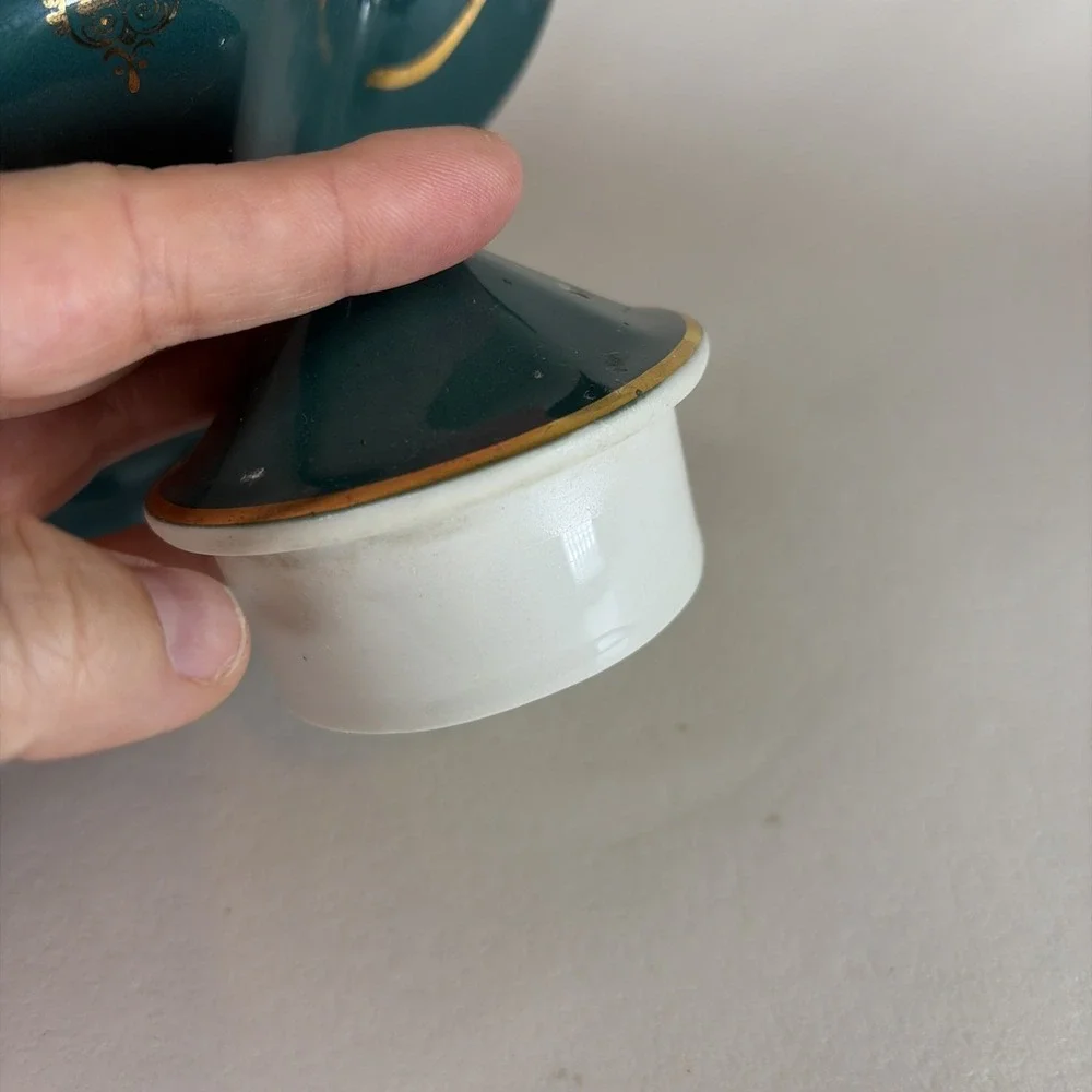 Vintage Hall Albany Teapot Green With Gold‎ Trim 7 1/4